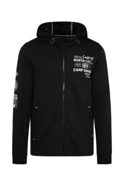 Herren CAMP DAVID & SOCCX Kapuzensweatjacke mit Label-Applikationen