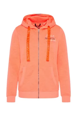 Damen CAMP DAVID & SOCCX Kapuzensweatjacke mit Rückenprint neon orange
