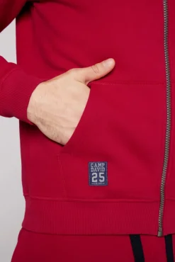 Herren CAMP DAVID & SOCCX Kapuzensweatjacke mit Retro-Artwork royal red