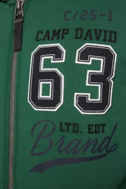 Herren CAMP DAVID & SOCCX Kapuzensweatjacke mit Retro-Artwork raw green