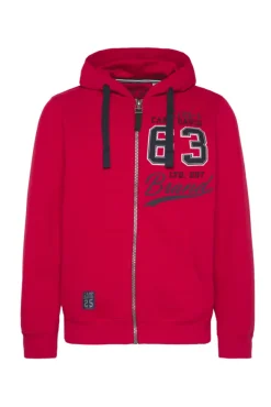 Herren CAMP DAVID & SOCCX Kapuzensweatjacke mit Retro-Artwork royal red