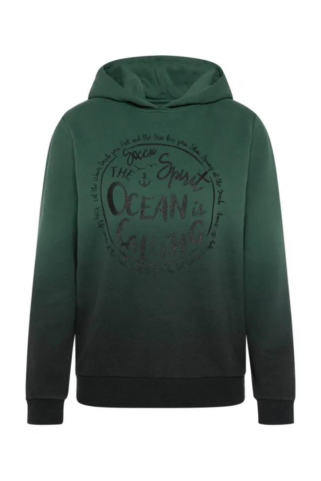 Damen CAMP DAVID & SOCCX Kapuzensweatshirt Dip Dye mit Print dark green