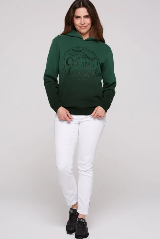 Damen CAMP DAVID & SOCCX Kapuzensweatshirt Dip Dye mit Print dark green