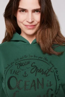 Damen CAMP DAVID & SOCCX Kapuzensweatshirt Dip Dye mit Print dark green
