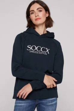 Damen CAMP DAVID & SOCCX Kapuzensweatshirt mit Logo Print blue navy