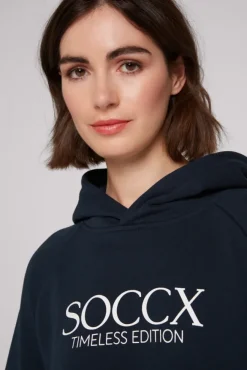 Damen CAMP DAVID & SOCCX Kapuzensweatshirt mit Logo Print blue navy