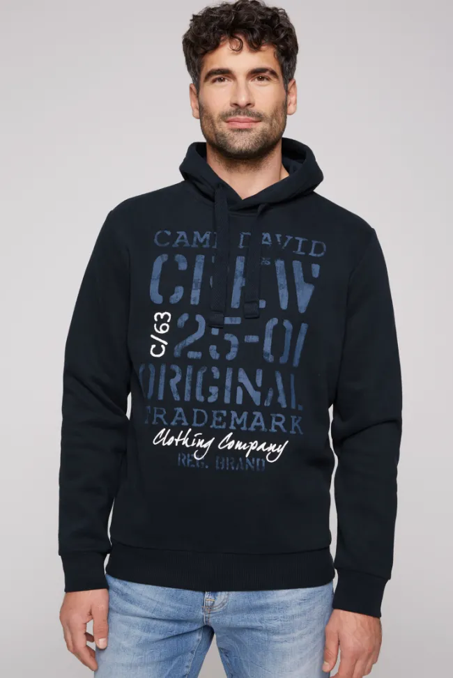 Herren CAMP DAVID & SOCCX Kapuzensweatshirt mit Used Print blue navy