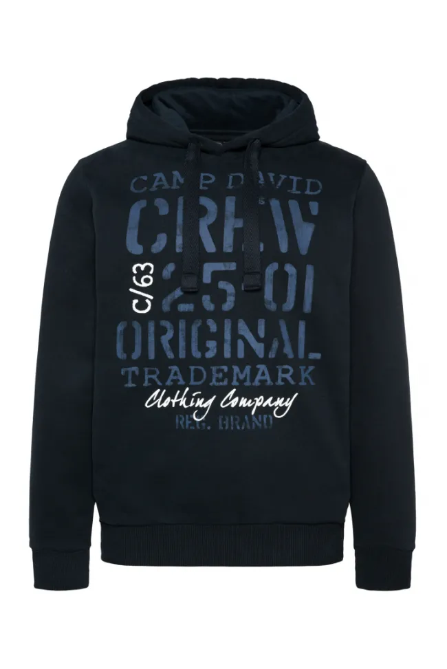 Herren CAMP DAVID & SOCCX Kapuzensweatshirt mit Used Print blue navy