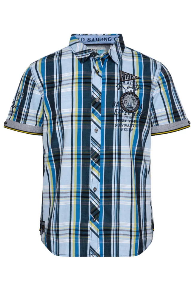 Herren CAMP DAVID & SOCCX Karohemd mit kleineren Artworks summer blue