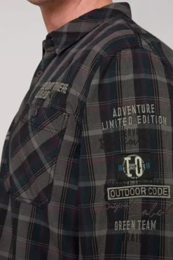 Herren CAMP DAVID & SOCCX Karohemd mit Label-Applikationen