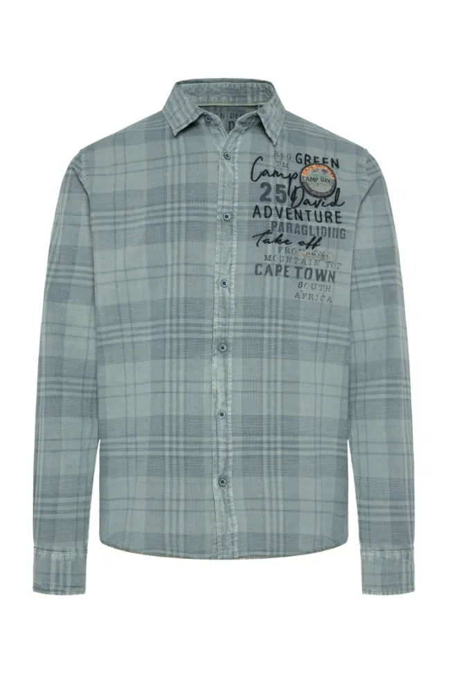 Herren CAMP DAVID & SOCCX Karohemd mit Label-Applikationen