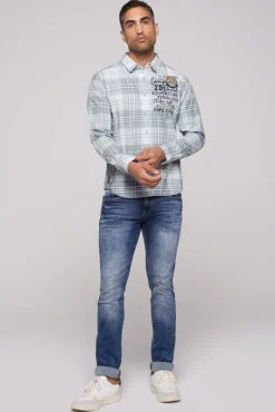 Herren CAMP DAVID & SOCCX Karohemd mit Label-Applikationen
