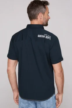 Herren CAMP DAVID & SOCCX Kurzarmhemd mit Logo-Applikationen blue navy