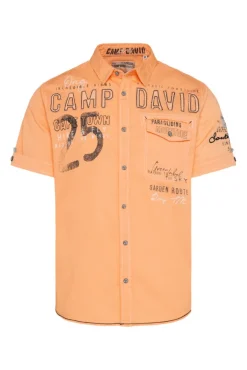 Herren CAMP DAVID & SOCCX Kurzarmhemd mit Logo-Applikationen sunrise orange