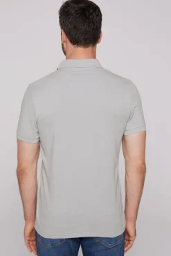 Herren CAMP DAVID & SOCCX Kurzarmpolo aus Pikee mit Label Print cozy blue