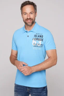 Herren CAMP DAVID & SOCCX Kurzarmpolo aus Pikee mit Label Print | S