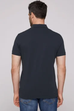 Herren CAMP DAVID & SOCCX Kurzarmpolo aus Pikee mit Label Print classic navy