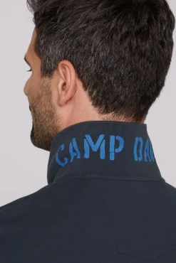 Herren CAMP DAVID & SOCCX Kurzarmpolo aus Pikee mit Label Print classic navy