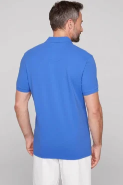 Herren CAMP DAVID & SOCCX Kurzarmpolo aus Pikee mit Label Print deep sky