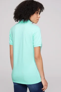 Damen CAMP DAVID & SOCCX Kurzarmpolo aus Pikee mit Logo Print aqua green