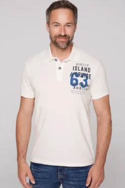 Herren CAMP DAVID & SOCCX Kurzarmpolo aus Pikee mit Label Print