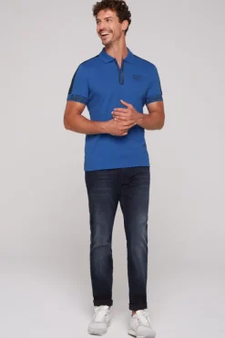Herren CAMP DAVID & SOCCX Kurzarmpolo mit Folienprints strong blue