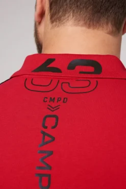 Herren CAMP DAVID & SOCCX Kurzarmpolo mit Folienprints flight red