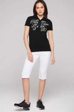 Damen CAMP DAVID & SOCCX Kurzarmpolo mit Print und Pailletten