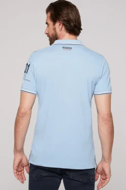 Herren CAMP DAVID & SOCCX Kurzarmpolo Pikee mit Logo Artworks summer blue