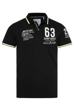 Herren CAMP DAVID & SOCCX Kurzarmpolo Pikee mit Logo Artworks