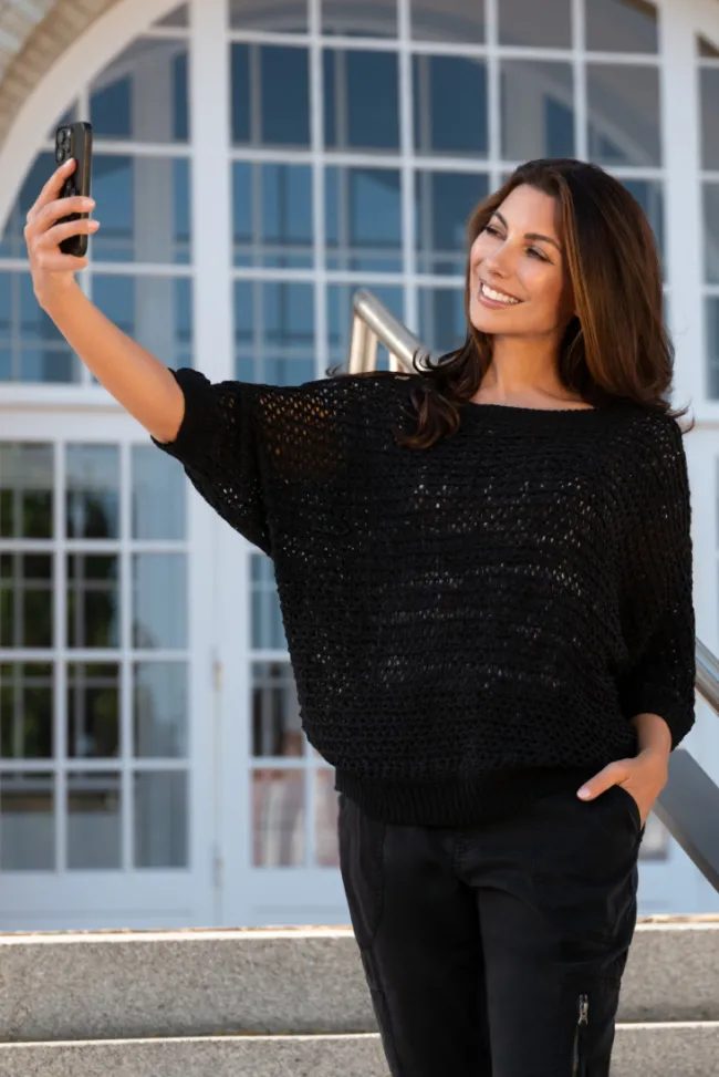 Damen CAMP DAVID & SOCCX Kurzarm-Pullover aus Strukturgarn