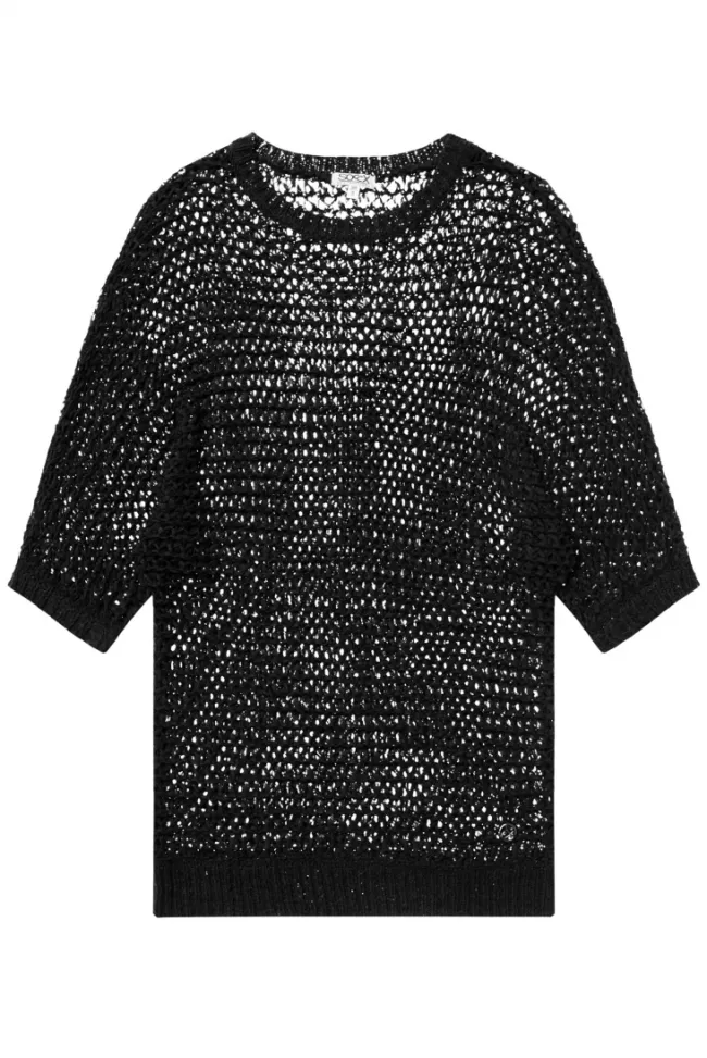 Damen CAMP DAVID & SOCCX Kurzarm-Pullover aus Strukturgarn