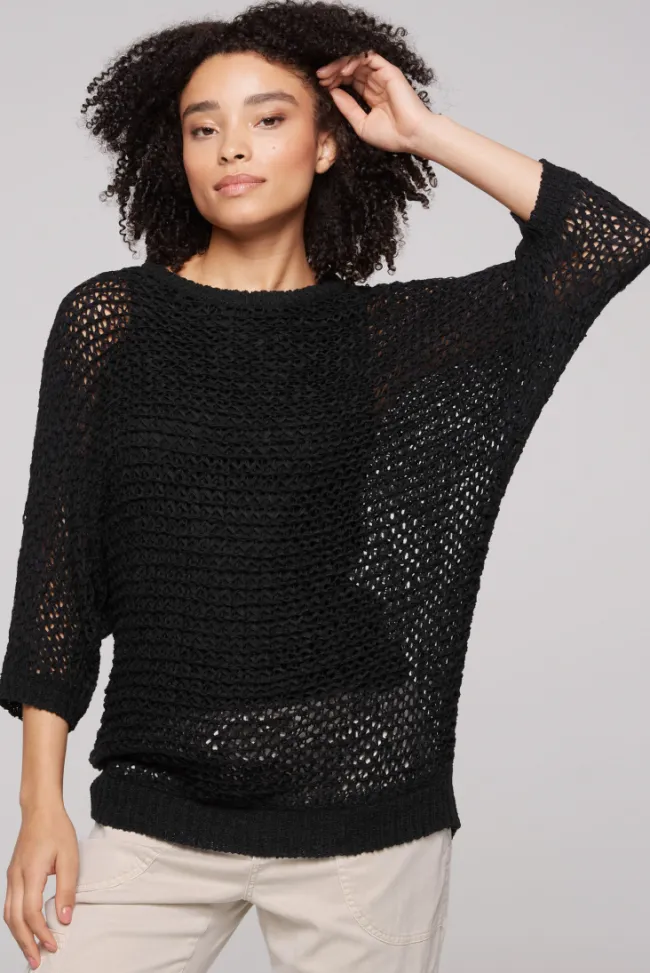 Damen CAMP DAVID & SOCCX Kurzarm-Pullover aus Strukturgarn