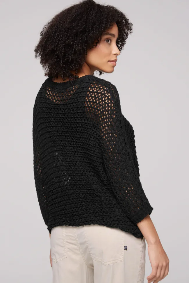 Damen CAMP DAVID & SOCCX Kurzarm-Pullover aus Strukturgarn