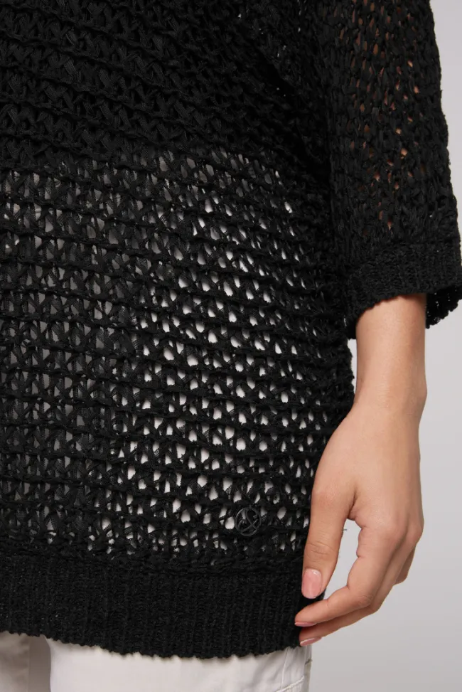 Damen CAMP DAVID & SOCCX Kurzarm-Pullover aus Strukturgarn