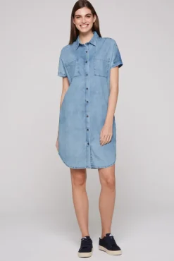 Damen CAMP DAVID & SOCCX Kurzes Jeansblusenkleid mid blue wash | XS