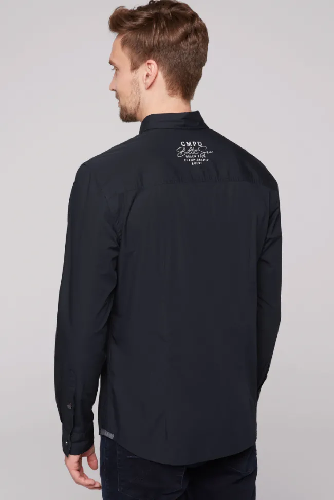 Herren CAMP DAVID & SOCCX Langarmhemd mit Color-Blocking und Artworks blue navy