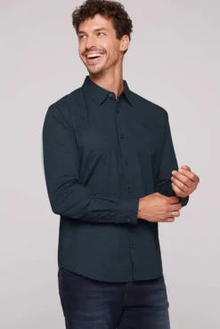 Herren CAMP DAVID & SOCCX Langarmhemd mit filigranen All Over Print blue navy