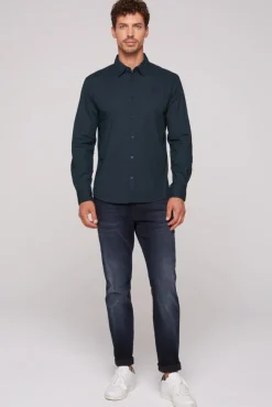 Herren CAMP DAVID & SOCCX Langarmhemd mit filigranen All Over Print blue navy