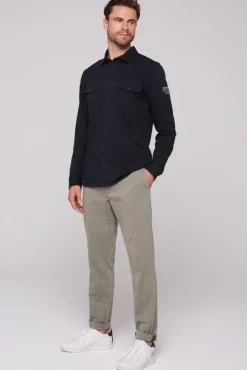 Herren CAMP DAVID & SOCCX Langarmhemd mit Klappentaschen blue navy
