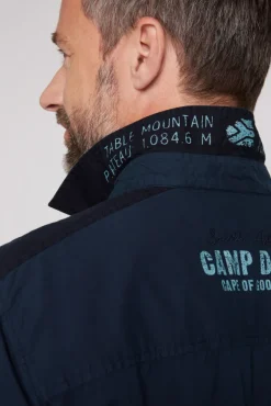 Herren CAMP DAVID & SOCCX Langarmhemd mit Logo-Stickereien blue navy