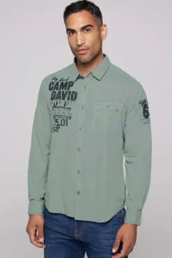 Herren CAMP DAVID & SOCCX Langarmhemd mit Logo-Stickereien