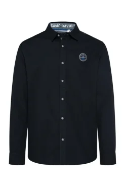 Herren CAMP DAVID & SOCCX Langarmhemd mit Strukturstreifen blue navy