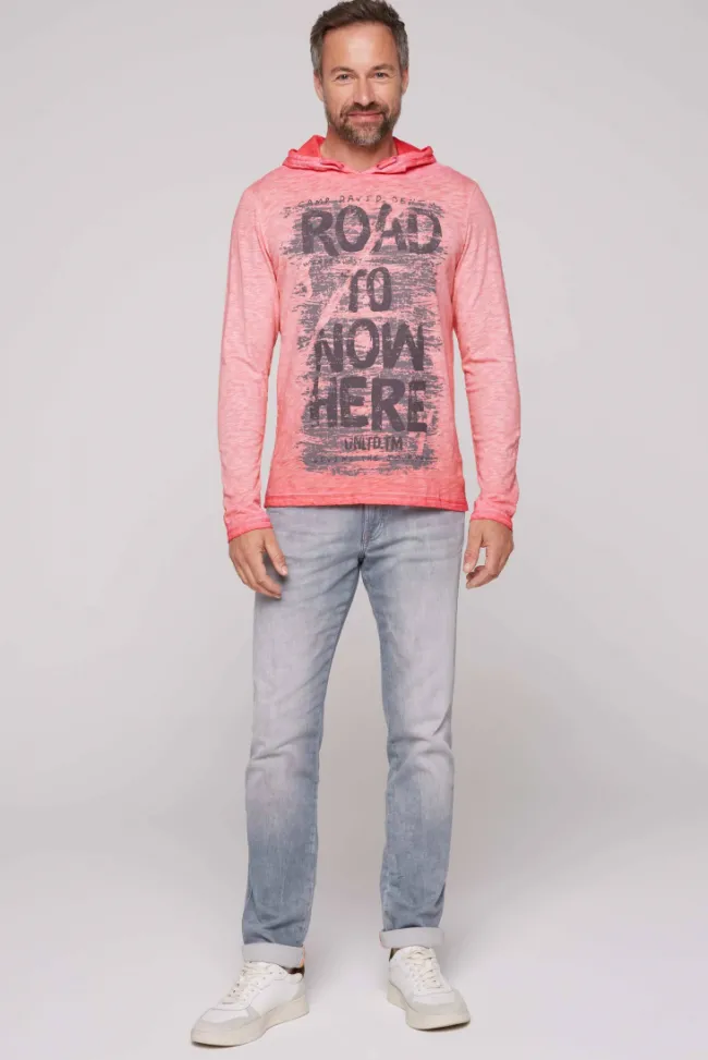 Herren CAMP DAVID & SOCCX Langarmshirt mit Kapuze und Vintage Print