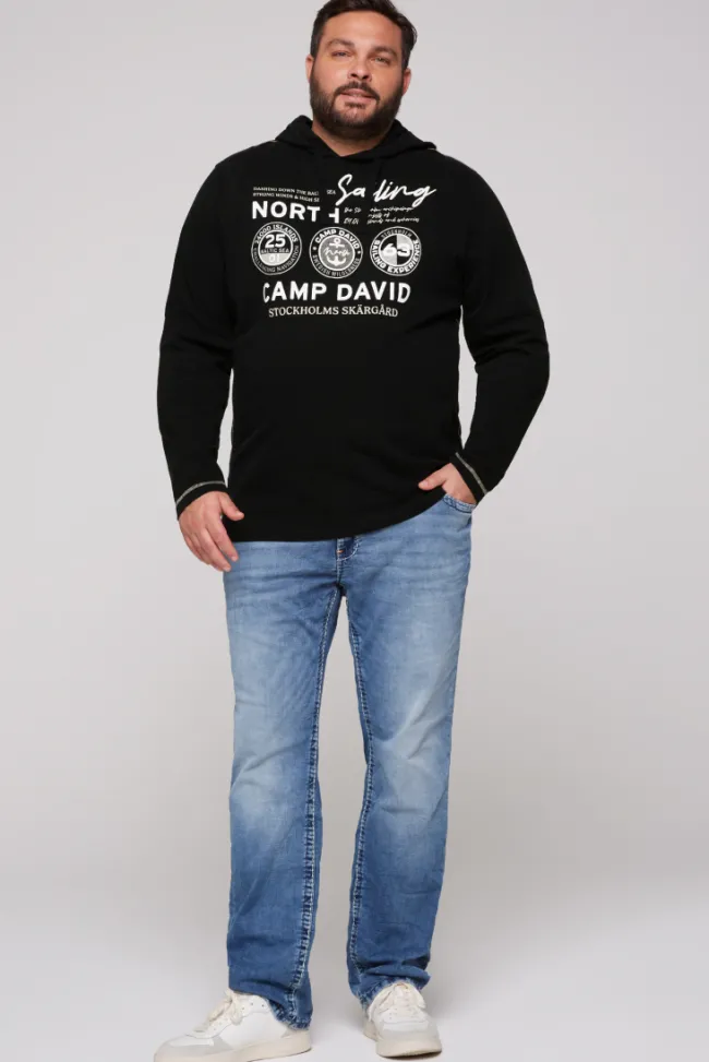 Herren CAMP DAVID & SOCCX Langarmshirt mit Kapuze und Print