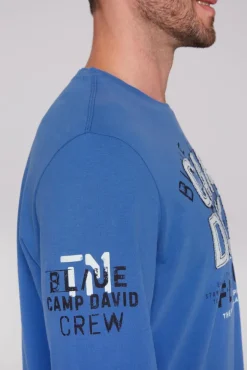 Herren CAMP DAVID & SOCCX Langarmshirt mit Label-Applikationen strong blue