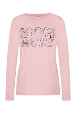 Damen CAMP DAVID & SOCCX Langarmshirt mit Logo Print milky rose | XL