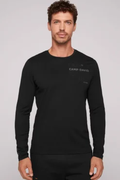Herren CAMP DAVID & SOCCX Langarmshirt mit reflektierendem Rücken-Print