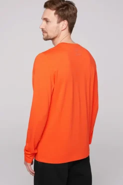 Herren CAMP DAVID & SOCCX Langarmshirt mit Rubber Print signal orange