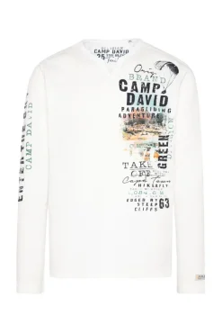 Herren CAMP DAVID & SOCCX Langarmshirt mit Twill-Patches und Artworks